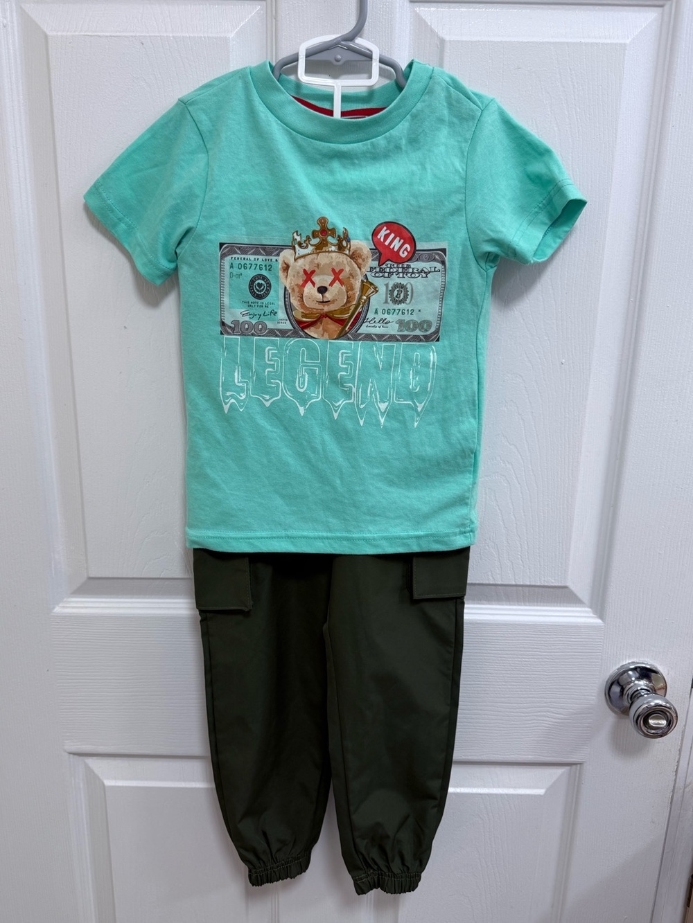NWT Kids 'King Legend' Green Graphic Tee w/Matching Pants, Size 4